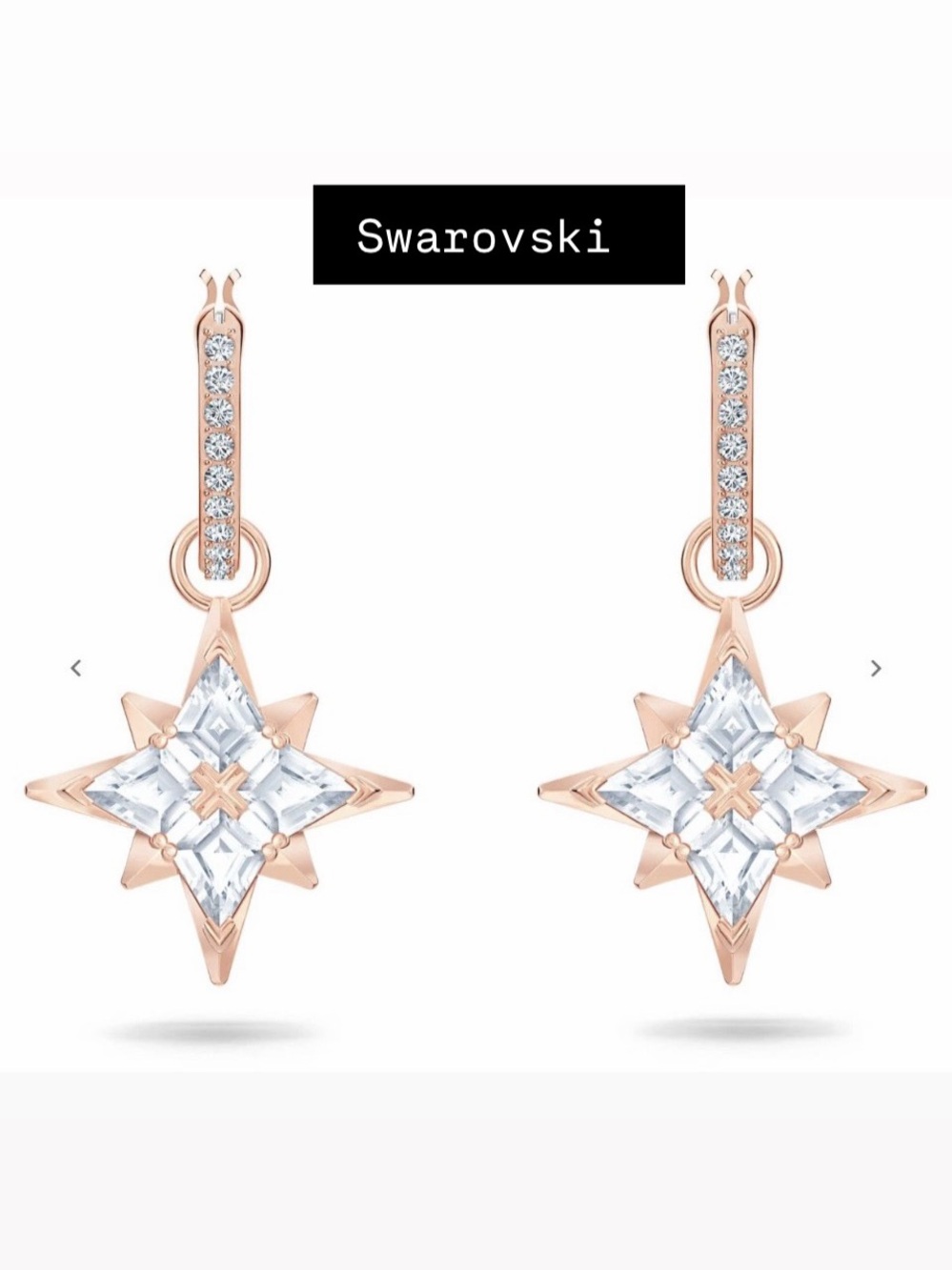 Swarovski Rose Gold Star Drop Earrings with Clear Crystals